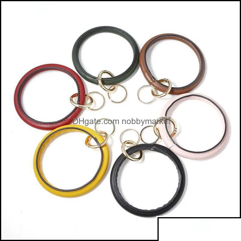 key rings jewelry charm keyrings leather wrap bracelets pendants chain bangles keys ring holder wristbands diy wristlet car keychains