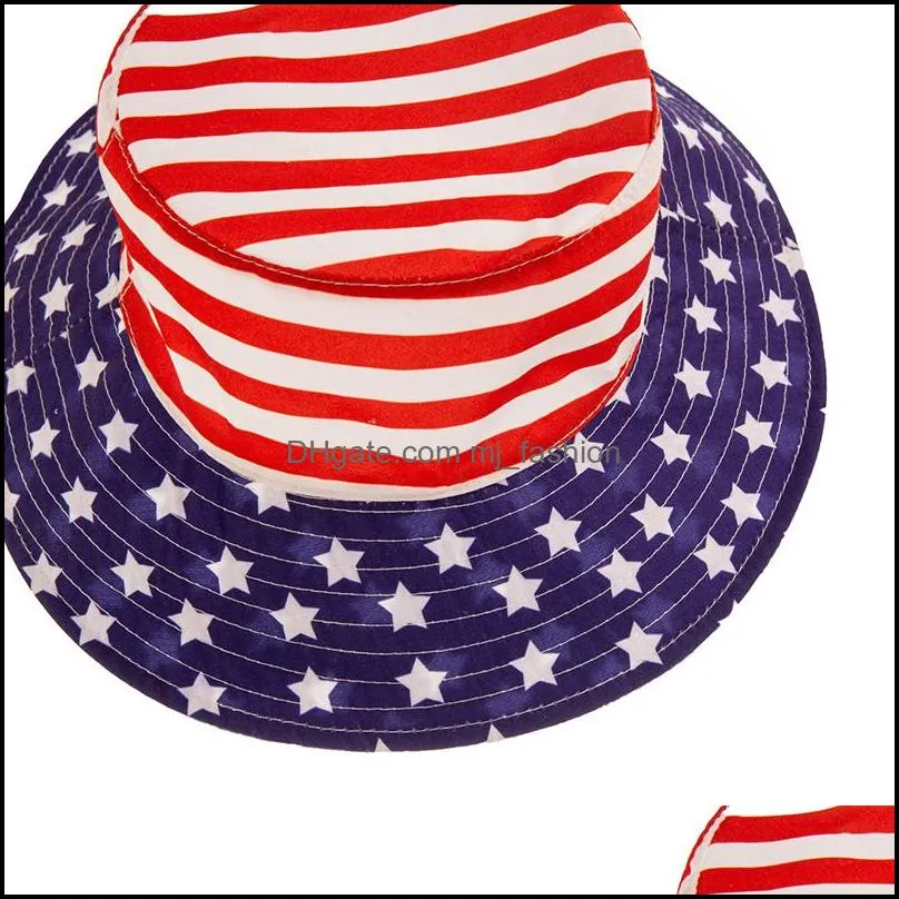 fashion street american flag fisherman hat cotton summer bucket cap baby men women sunscreen sun hats