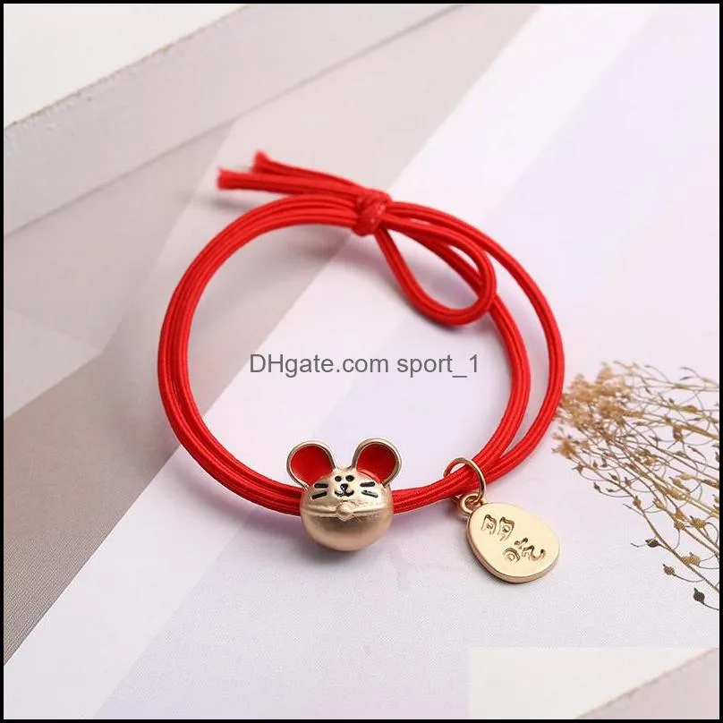 fashion lovely chinese style head rope lucky red ponytail holder rope happy year hair rope charm bride headwear accessoriesy