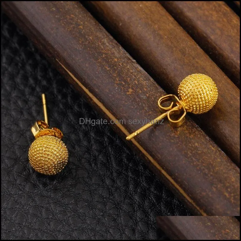 sky talent bao 10mm women fashion natural jewelry 24k gold gf earring wedding ethiopian round stud earrings for baby girls c3