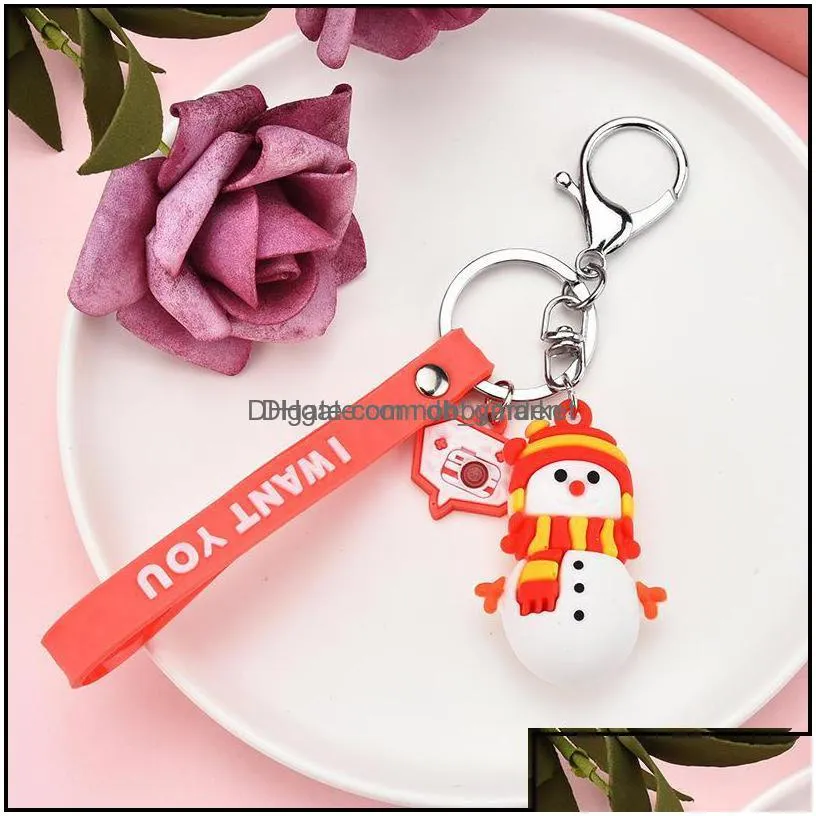 key rings jewelry cartoon christmas santa snowman tree keychain holders ring bag hangs gift fashion will and sandy drop delivery 2021