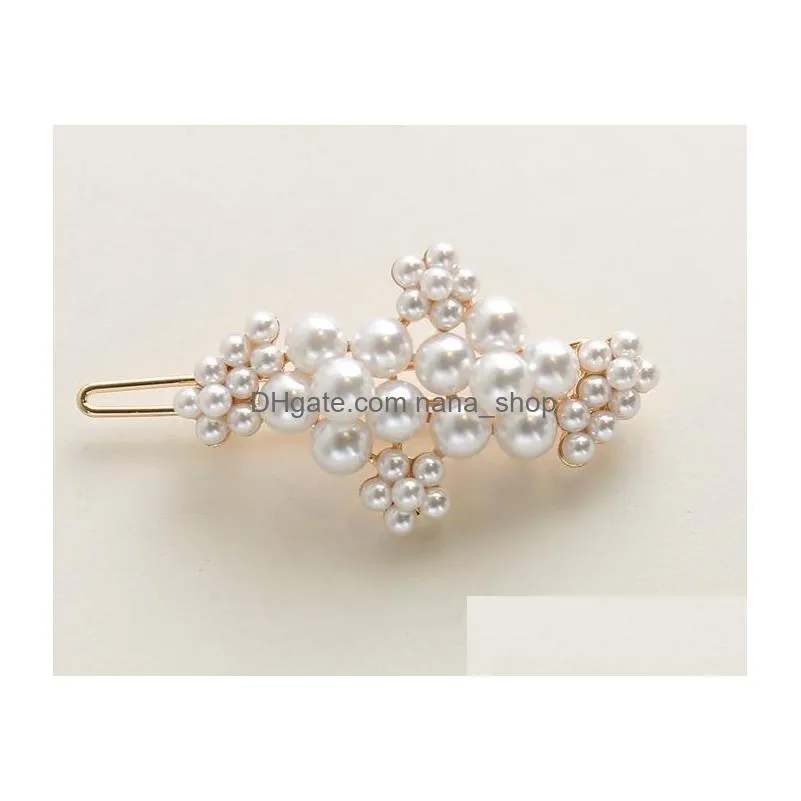 fashion jewelry pearl beads barrette girl flower butterfly bowknot hair clip vintage hairpin barrettes