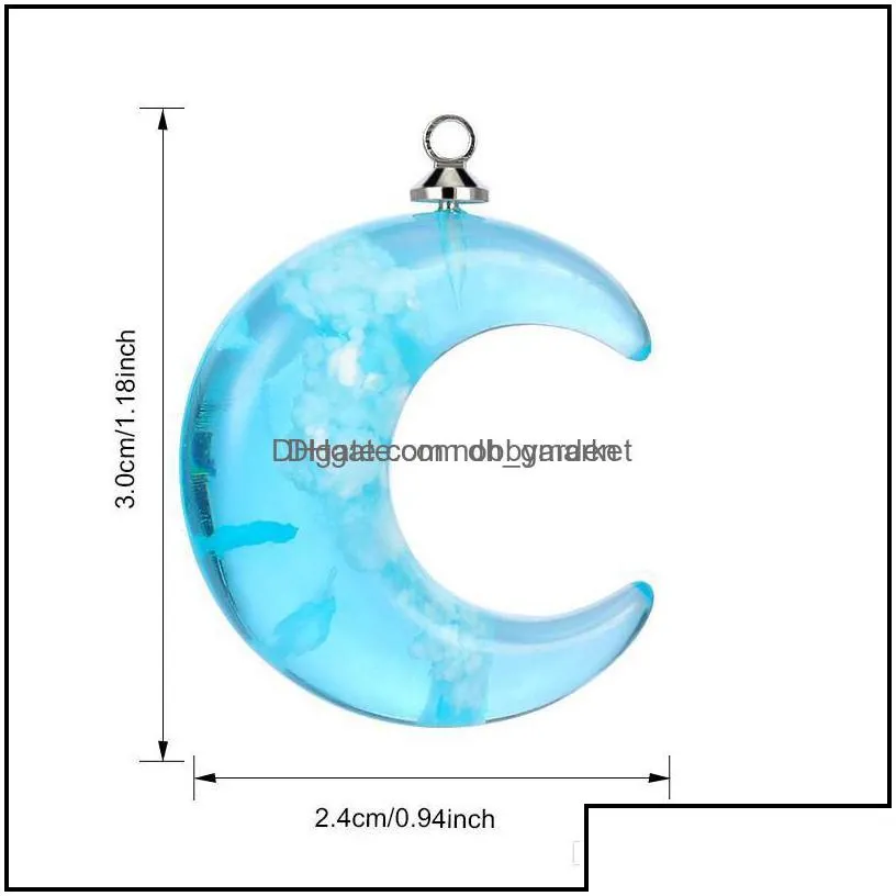 charms jewelry findings components colorf resin transparent sky blue white cloud rod moon pendant for necklace creative design ball