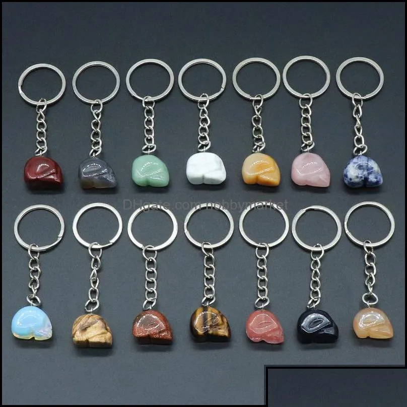 key rings jewelry healing reiki chakra natural stone skl pendant keychain crystal chakras quartz chains aessories 472c3 drop delivery 2021