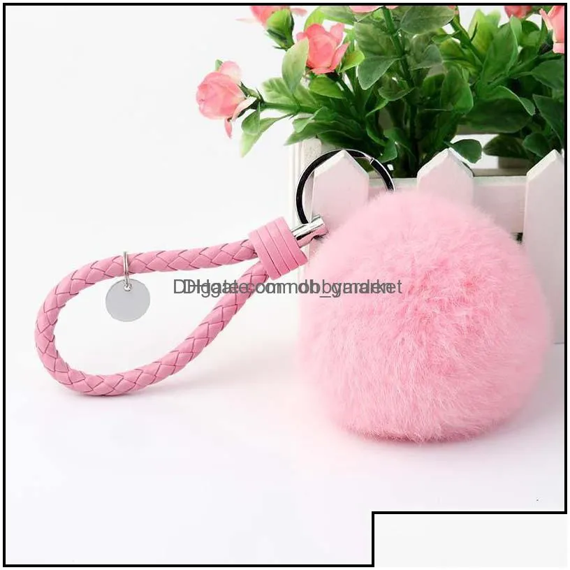 key rings jewelry arrival rex rabbit hairball chain knitting rope creative bag strap kr250 keychains mix order 20 pieces a lot drop