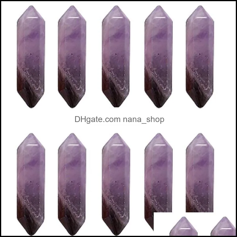 natural stone hexagonal pillar charms point amethyst rose quartz opal pendants for jewelry making diy necklace earrings