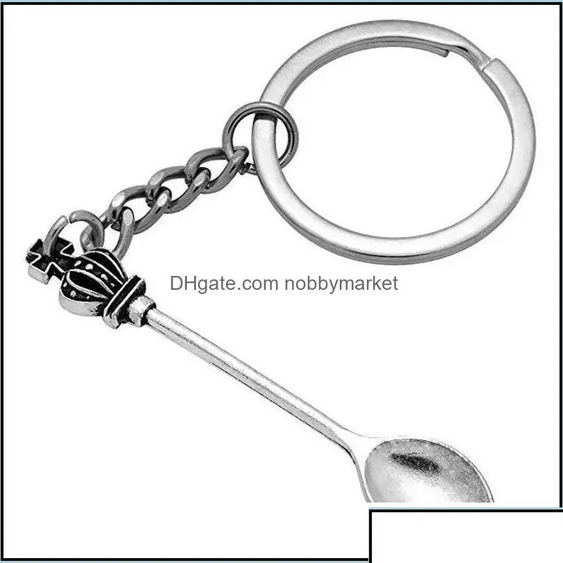 key rings jewelry snuff wonderland crown inspired mini tea spoon chains keychain personality creative 470c3 drop delivery 2021 p17xt