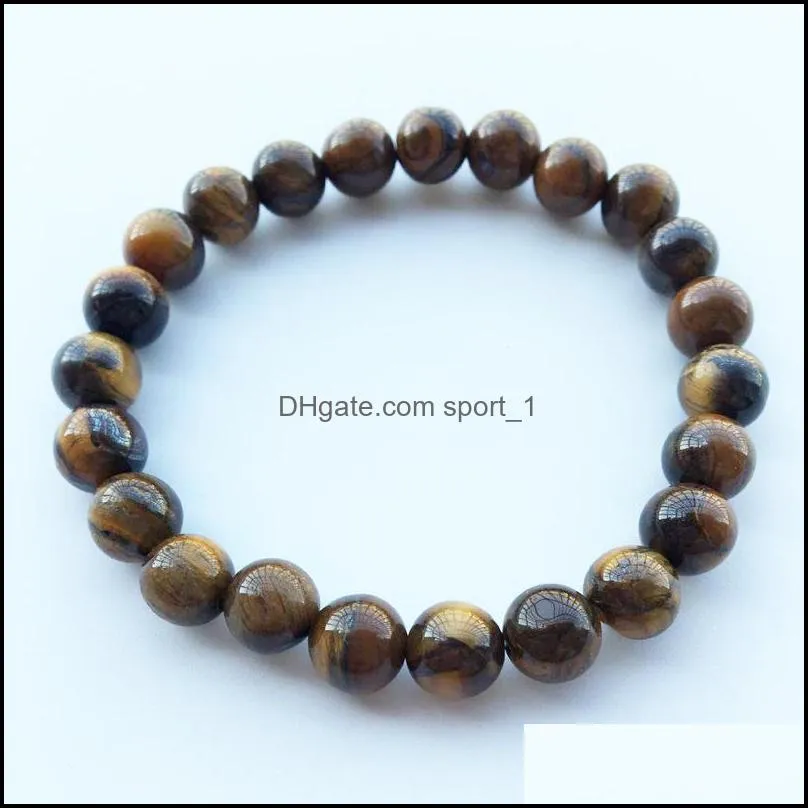 natural tiger eye stone beaded bracelets 8mm yoga balance beads buddha prayer elastic bangles for men women jewelry gift