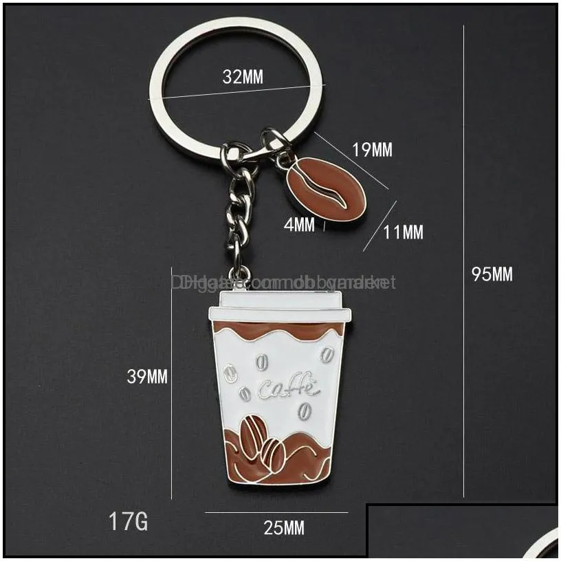 key rings jewelry coffee bean cup ring metal enamel keychain bag hanging women men fashion will and sandy drop delivery 2021 ufyga