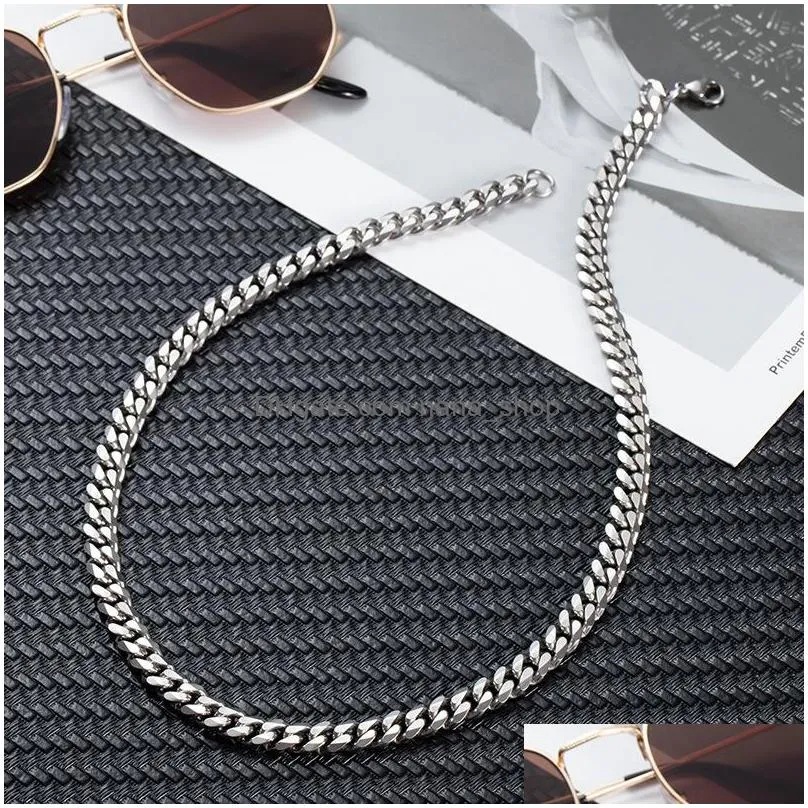 euramerican cuban figaro chain necklace man hip hop fashion titanium stainless steel thick chain necklaces