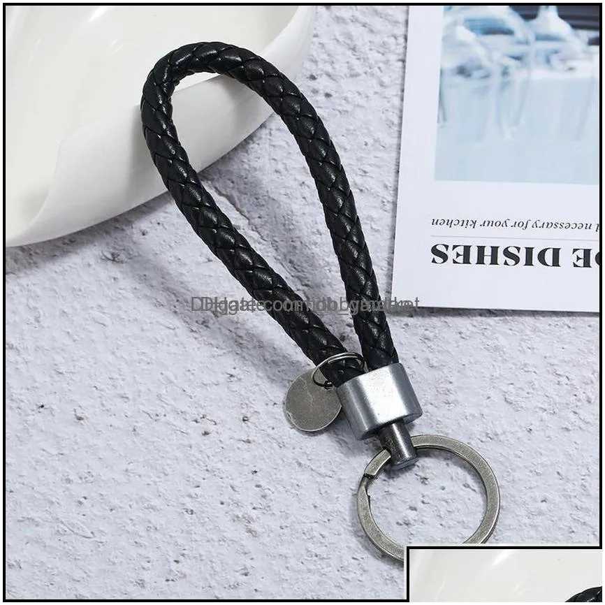 key rings jewelry ancient sier ring simple coin charm hand weave pu leather keychain bag hang fashiono for women men will and sandy black