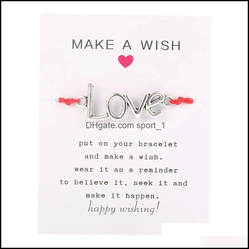  make a wish card bracelet simple elegant wax rope adjustable chain multishapes pendant woven bracelets for women girls gift