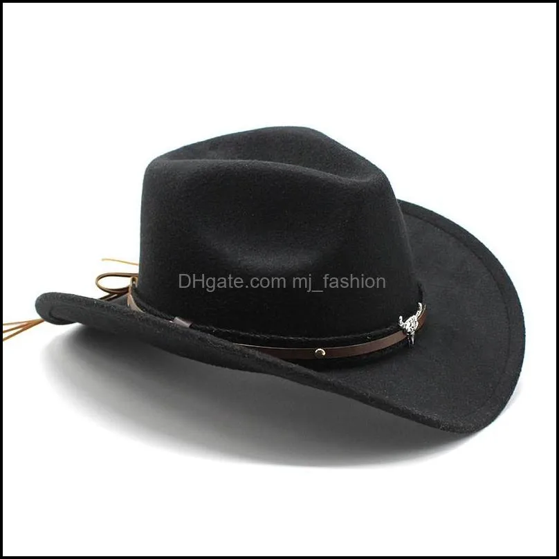 classic retro men women wool western  hat wide brim sun hat party travel outdoor cap