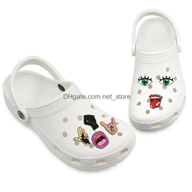 eyes croc charms soft lips pvc shoe charm accessories decorations custom jibz for clog shoes childrens gift