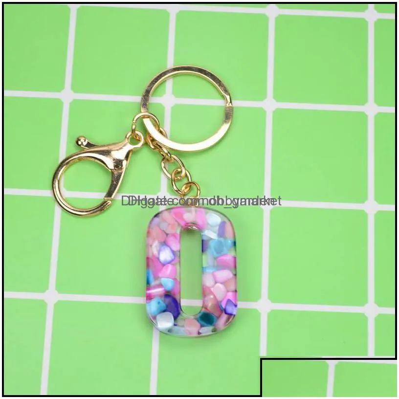 key rings jewelry digital resin acrylic keychian lucid crystals glitter letter car keyring handbag aessories for women gift drop delivery