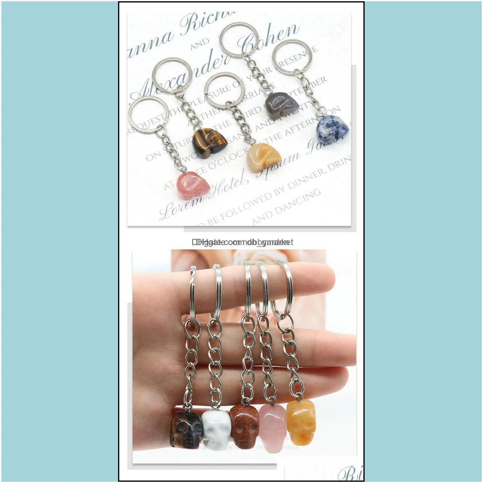 key rings jewelry healing reiki chakra natural stone skl pendant keychain crystal chakras quartz chains aessories drop delivery 2021