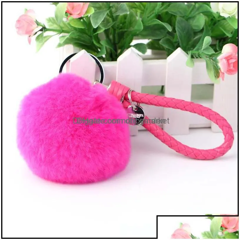 key rings jewelry arrival rex rabbit hairball chain knitting rope creative bag strap kr250 keychains mix order 20 pieces a lot drop