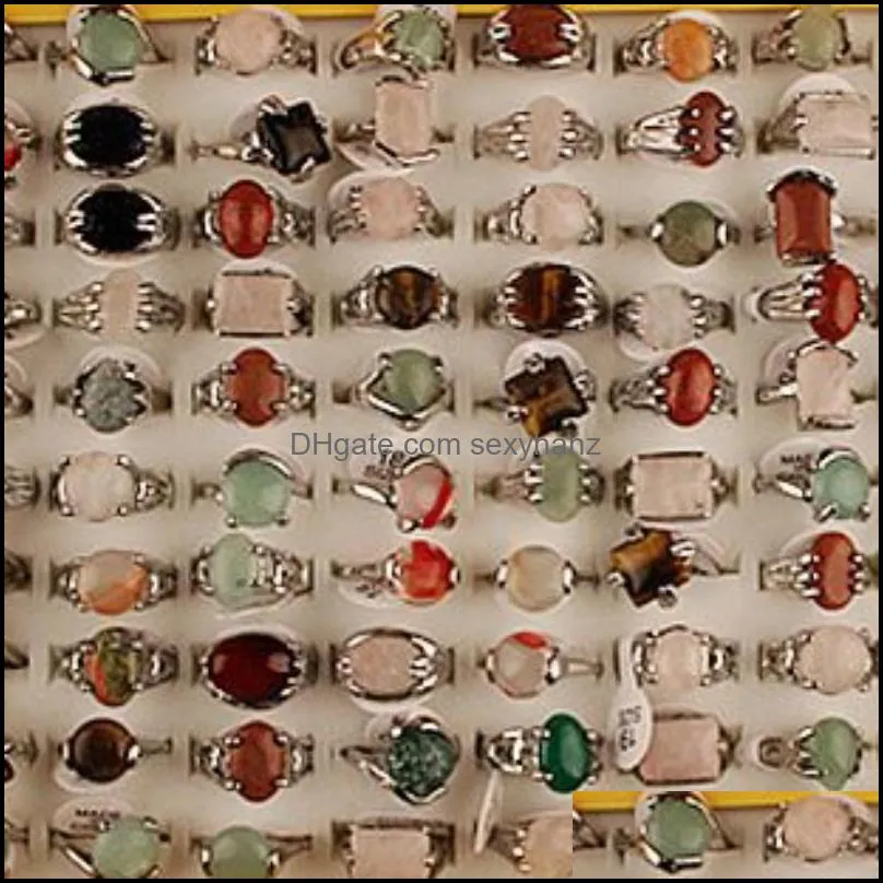 mix lot mens rings natural stone rings for natural stone collection lovers 50pcs wholesale 619 t2