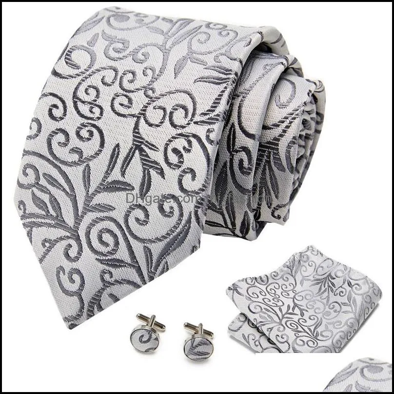 luxury mens ties floral black gold paisley necktie pocket square cufflinks set wedding party tie