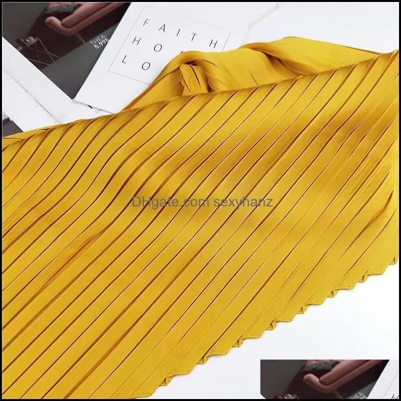 womens retro square scarf fashion silk pleated head hair neck solid color satin neckerchief scarves 3451 q2