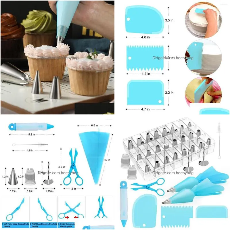 baking tools silicone rings couplers cake decorating piping bags and tips set scrapers reusable pastry cream nozzles