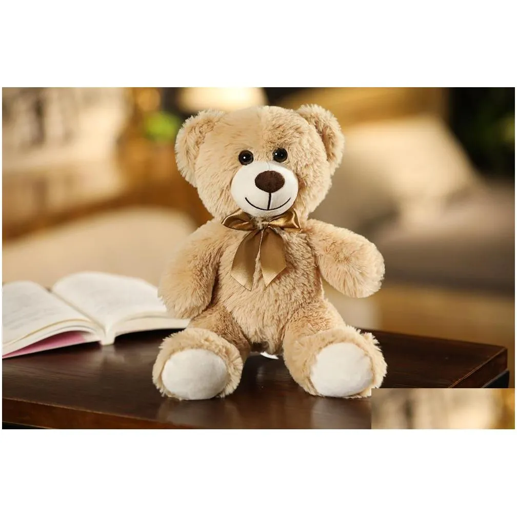 35cm cute bear doll plush stuffed toy colorful animal bow tie hug children birthday gift pillow teddy bear home living room bedroom