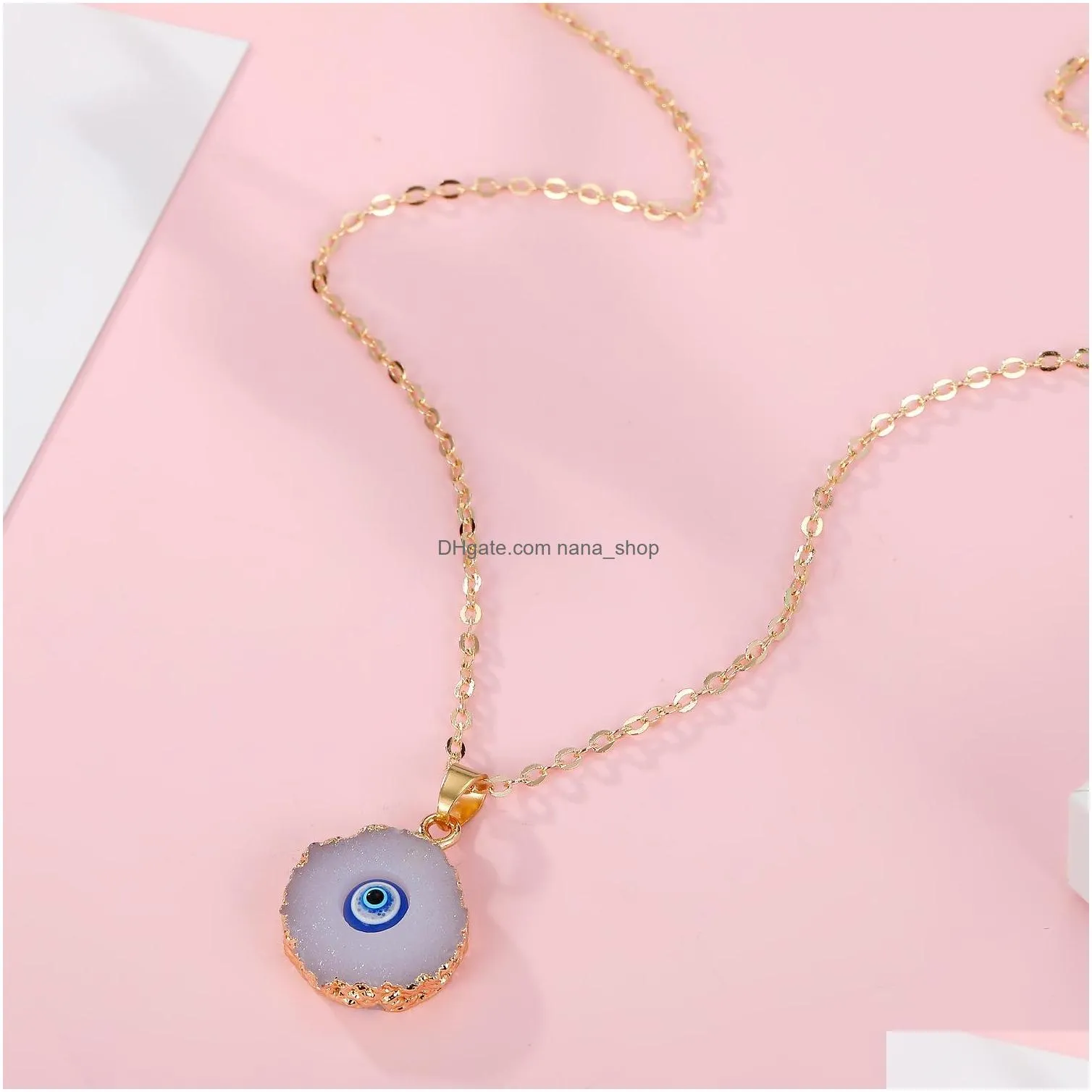 fashion jewelry evil eye necklace resin love heart round blue eyes pedant necklaces