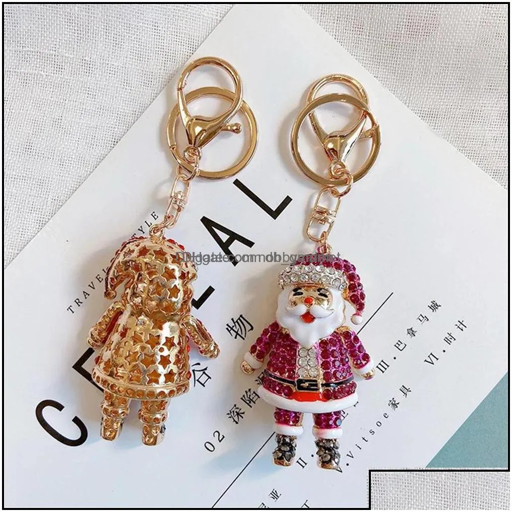 key rings jewelry christmas series keychain creative santa claus snowman car ring tree holiday gifts drop delivery 2021 xqias