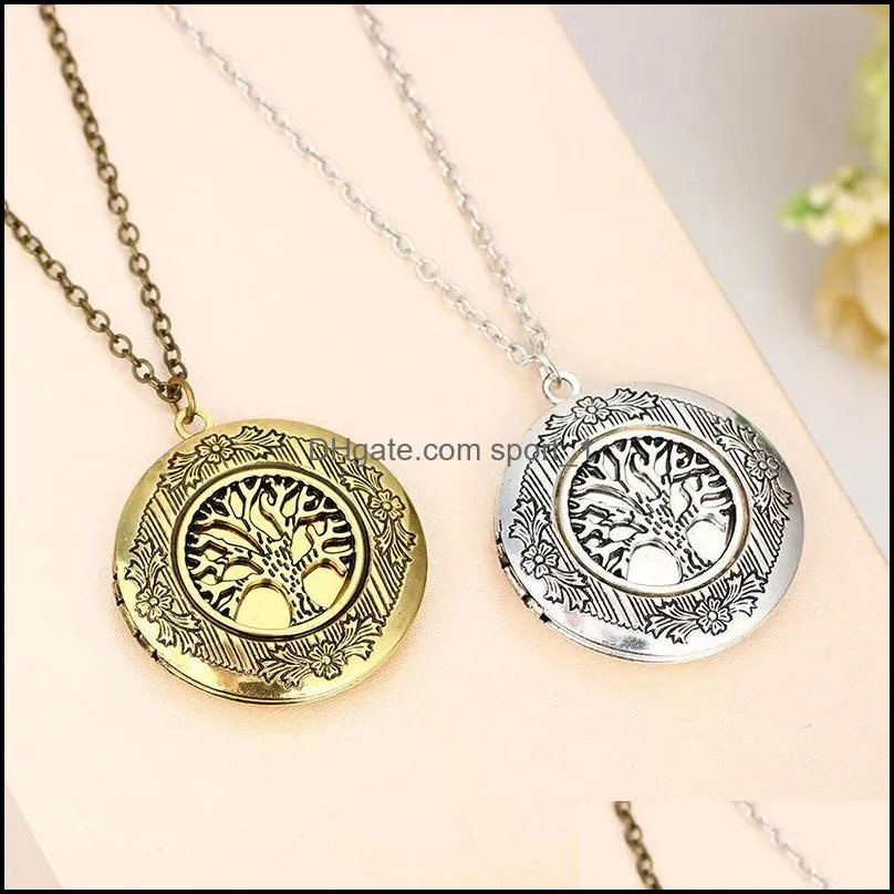 vintage opening aromatherapy locket pendant tree of life necklace  oil diffuser necklace for women fashion jewelry