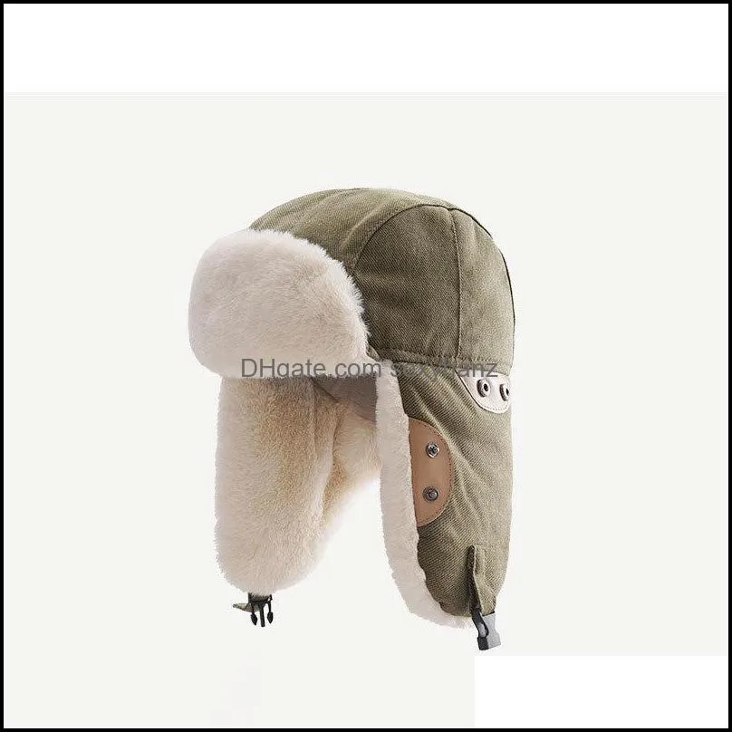 cold winter women warm plush fur hats caps ear protector outside riding skiing pilot bomber fur hats 1917 t2