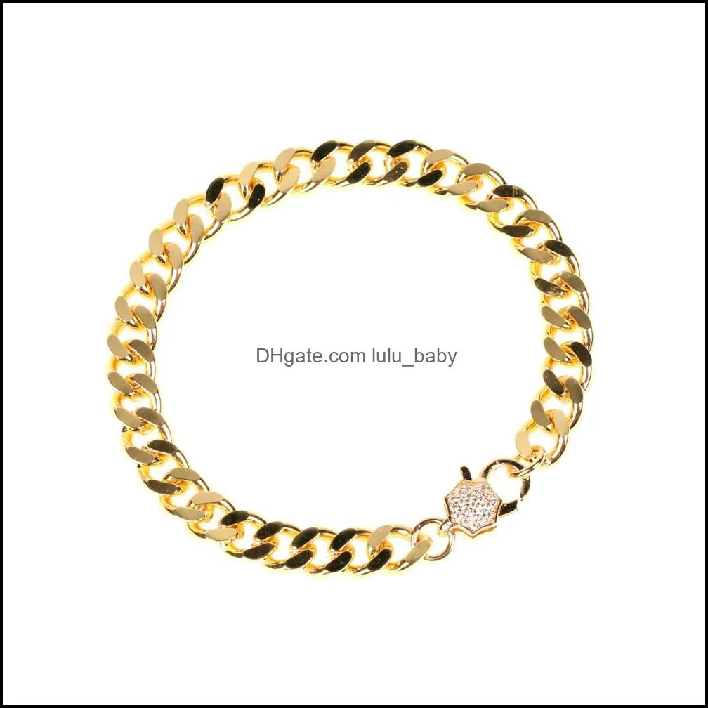 hip hop gold plated bracelet bling cubic zirconia cuban link bracelets rhinestones jewelry accessories q299fz