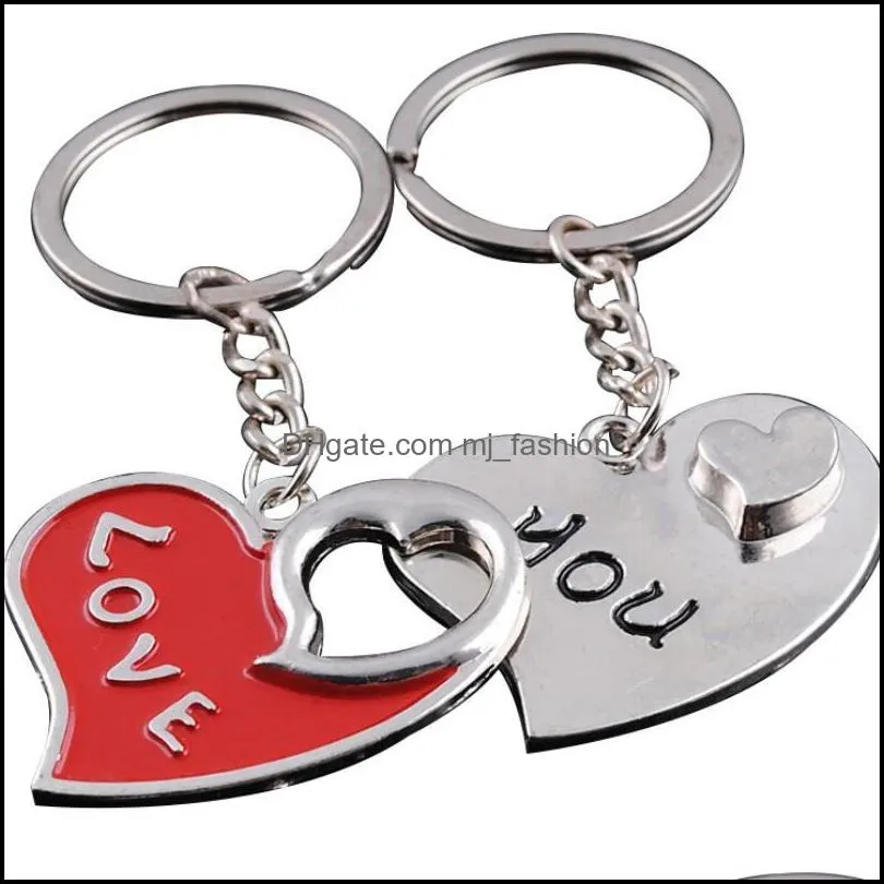 creative fashion women men keyring couple keychain lovers cute key ring holder love heart friends gift wedding favors