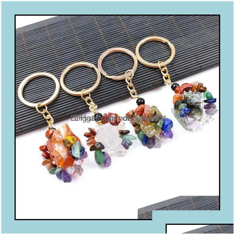 key rings jewelry rough natural stone gemstone ring quartz amethyst tiger eye crystal keychain agate ore meditation pendant hangbag hangs