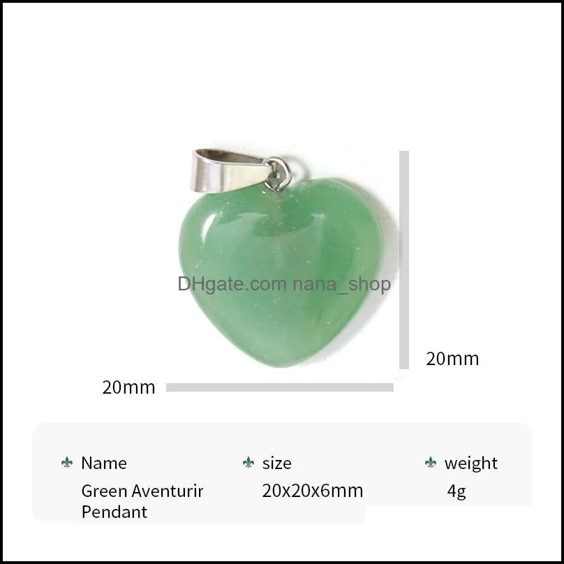 natural stone heart pendants green aventurine charms beads for jewelry making earring gemstone