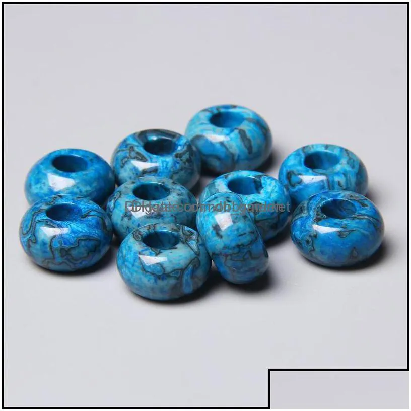charms jewelry findings components 8x14mm 5mm big hole natural round jade stone crystal spacer beads charm pendant for making aessories