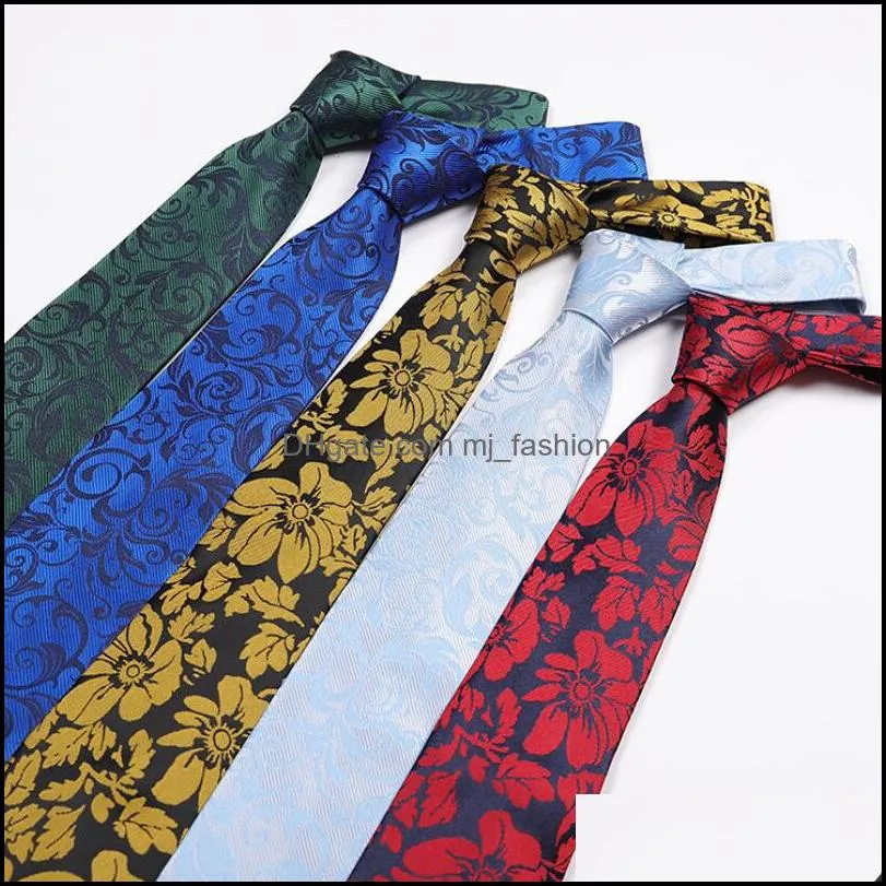 fashion accessories neck ties polyester jacquard flower pattern men business wedding male necktie dress gift 8cm