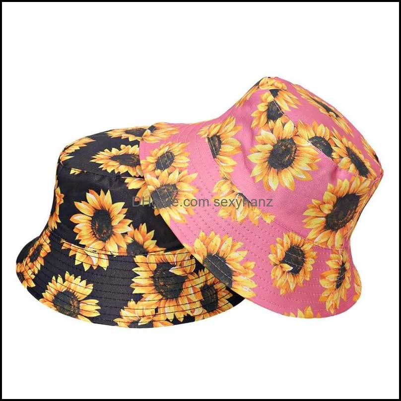 wide brim hats sunflower bucket hat in cotton fisherman cap travel sunhat outdoor panama for men women with flat top 3450 q2