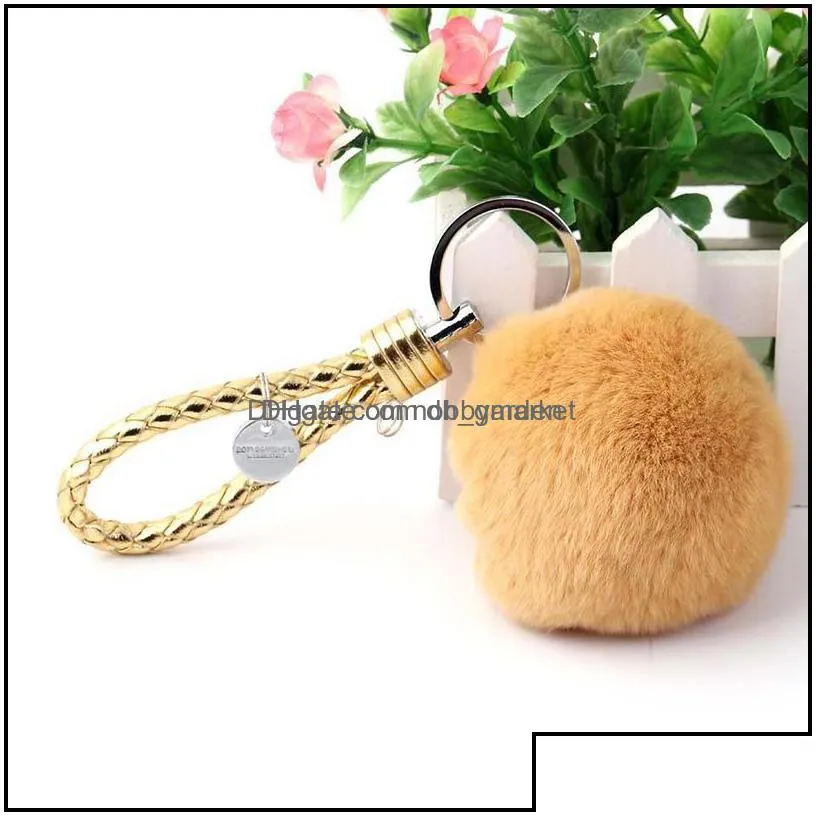 key rings jewelry arrival rex rabbit hairball chain knitting rope creative bag strap kr250 keychains mix order 20 pieces a lot drop