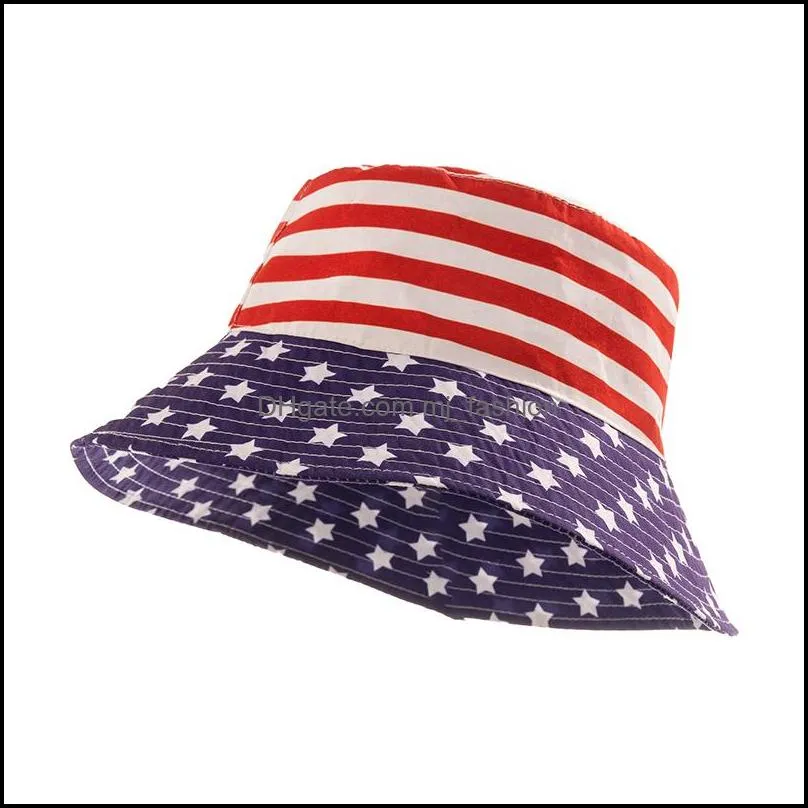 fashion street american flag fisherman hat cotton summer bucket cap baby men women sunscreen sun hats