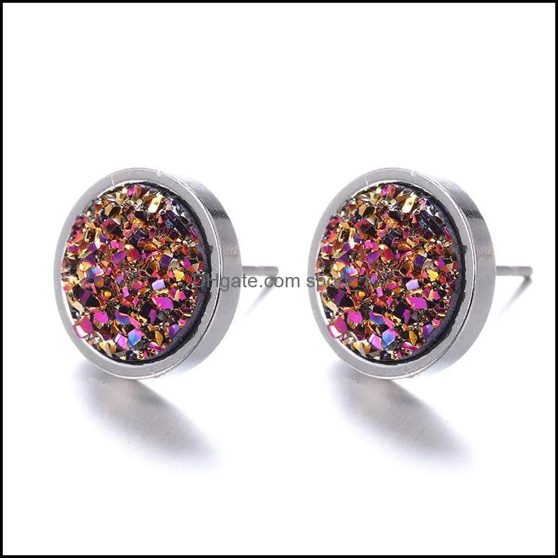  arrival stainless steel round stud earrings for women girls multi color resin elegant earring valentines day jewelry giftz