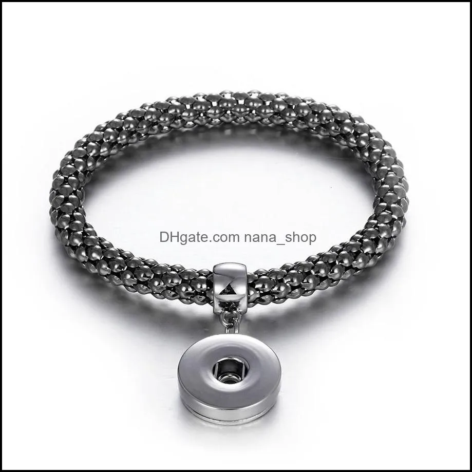gold silver plated 18mm snap button bracelet elastic snaps buttons bracelets jewelry for women men