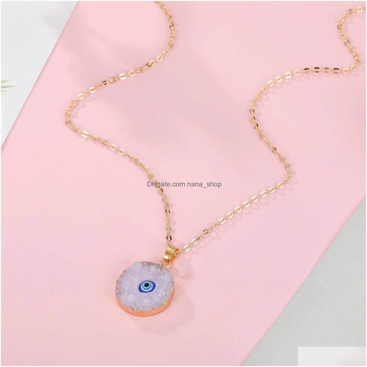 fashion jewelry evil eye necklace resin love heart round blue eyes pedant necklaces