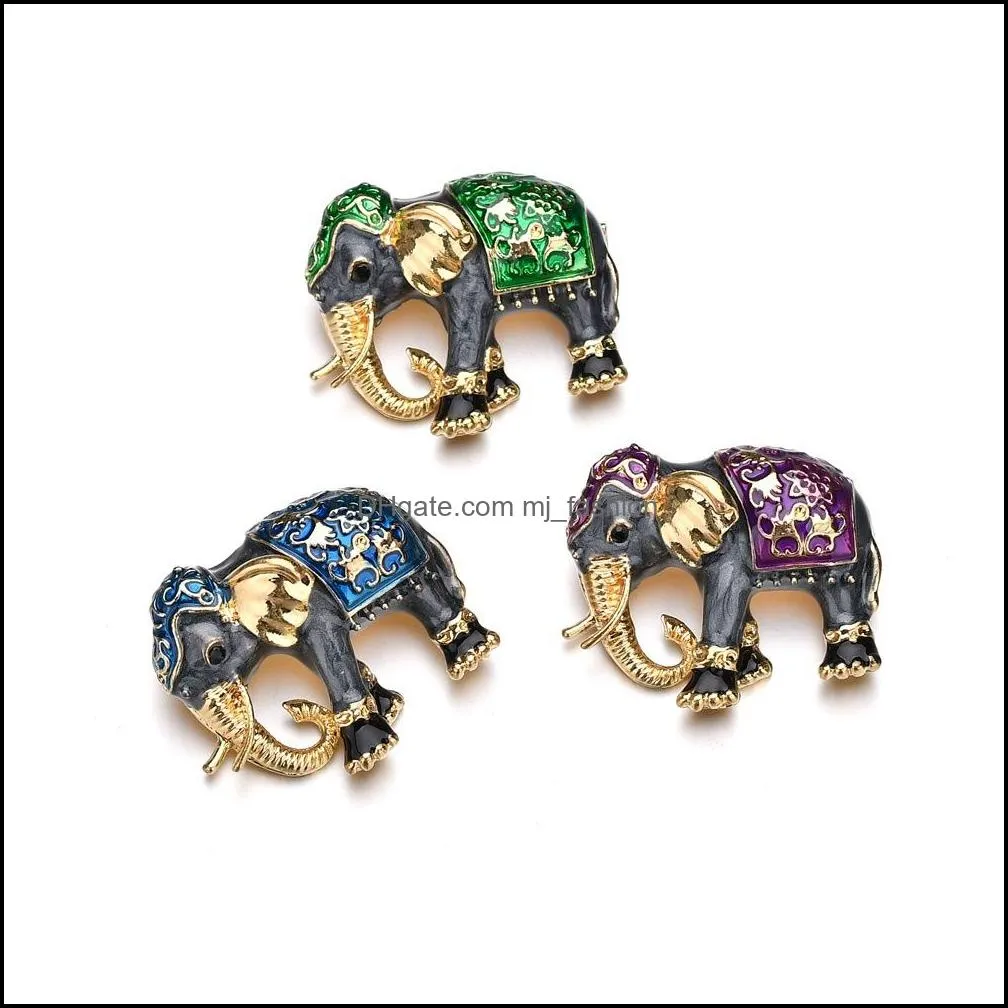 vintage luxury enamel elephant brooches rhinestone animal brooch pins metal clothes jewelry accessories