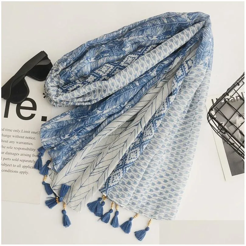 bohemian fashion spring summer women slik scarf sunscreen cotton and linen scarf big gauze shawl soft beach shawls florals feather geometric towel