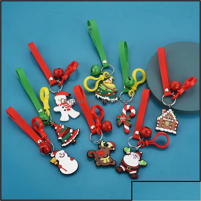 key rings jewelry 2021 fashion keychain pvc soft rubber sile chain creative old snowman elk doll christmas tree pendant drop delivery