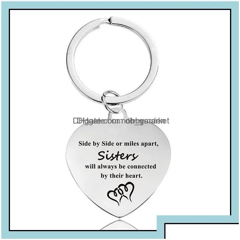 key rings jewelry fashion stainless steel lettering heart lovers mum friendship sisters sier car keychains mothers day good friend