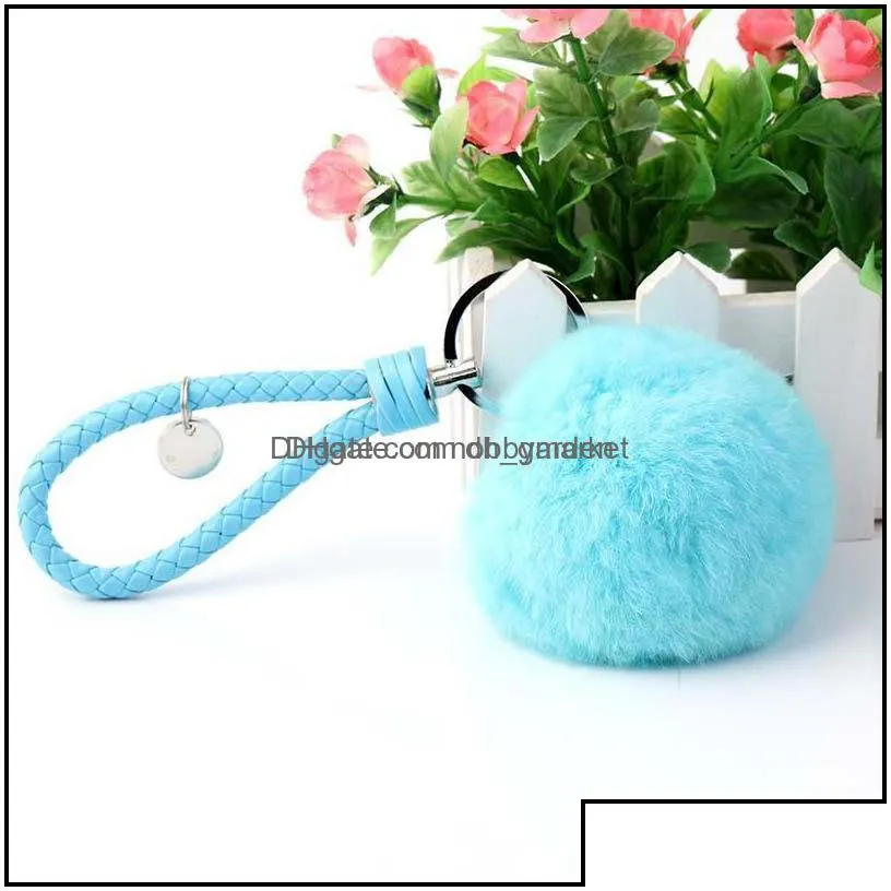 key rings jewelry arrival rex rabbit hairball chain knitting rope creative bag strap kr250 keychains mix order 20 pieces a lot drop