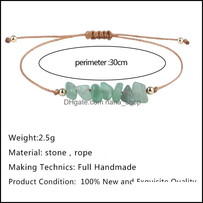 natural gem stone gravel chip bracelet irregular crystal stretch chip beads nuggets rope wrap bracelets bangles quartz amethyst wristband for