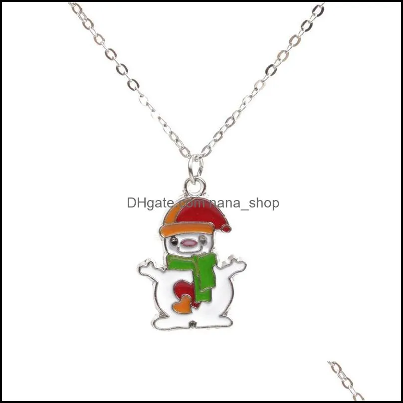 wholesale fashion alloy snowman christmas tree pendant necklace for women gold chain snowflake clavicle chain necklace