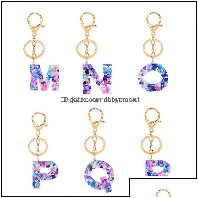 key rings jewelry fashion az letter keychain trendy creative colorf 26 english initial resin handbag keyring women gift drop delivery